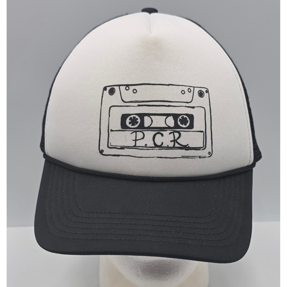 PCR Mix Tape Foam Trucker Hat Black White P.C.R. Cassette Tape Snapback Cap